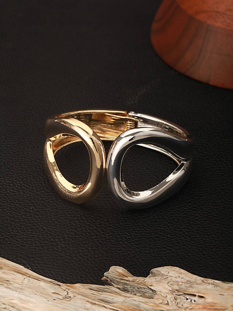 Anti-Tarnish18K Dual Toned Quirky Kada Cuff Bracelet : STBR8101