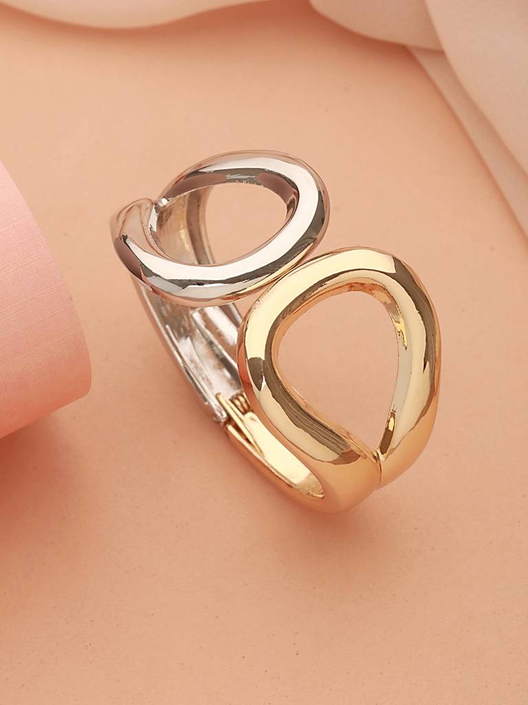 Anti-Tarnish18K Dual Toned Quirky Kada Cuff Bracelet : STBR8101