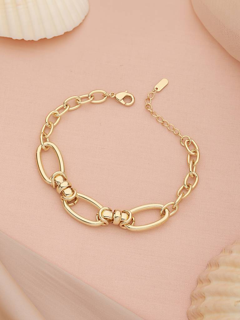Anti-Tarnish18K Gold Plated Knotted Link Wraparound Bracelet : STBR8105