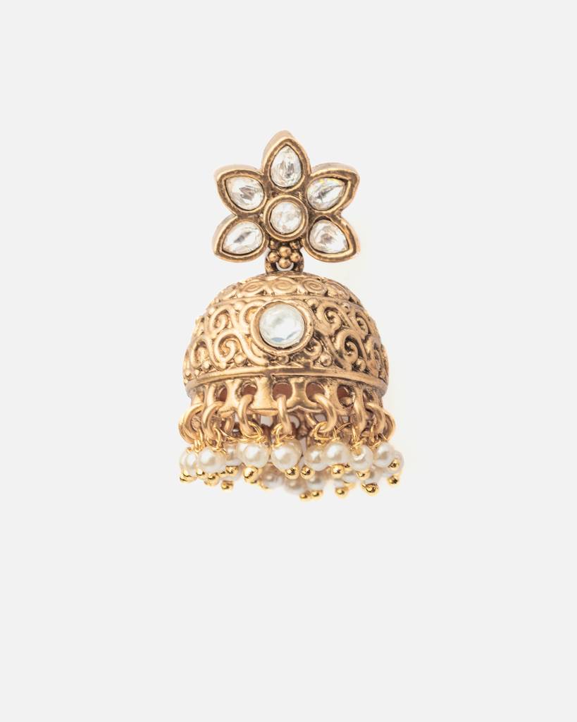 Vivinia By Vidhi Mehra Ismaarh 2.0 Gold/White Womens Pair Of Jhumka Earrings-Ve1000 : VE1000