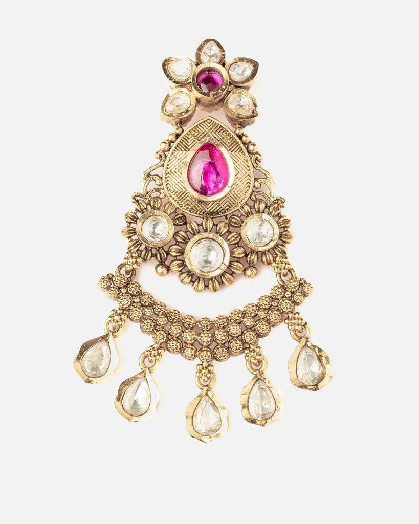 Vivinia By Vidhi Mehra Ismaarh 2.0 Gold/Pink Womens Pair Of Chandbali Earrings-Ve1003 : VE1003