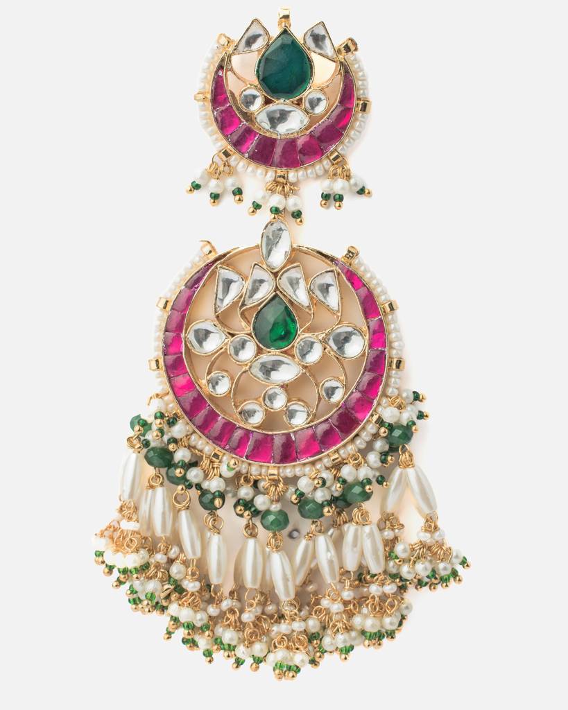 Vivinia By Vidhi Mehra Morpankh Gold Plated Multiwomens Kundan, Polki Pair Of Earrings -Ve1034 : VE1034