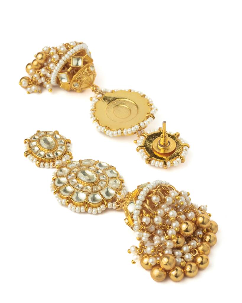 Vivinia By Vidhi Mehra Gold Plated Womens Kundan, Polki Pair Of Earrings-Ve1049 : VE1049
