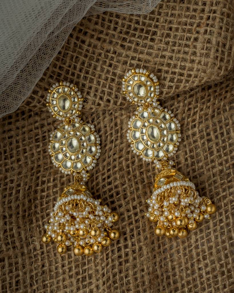 Vivinia By Vidhi Mehra Gold Plated Womens Kundan, Polki Pair Of Earrings-Ve1049 : VE1049