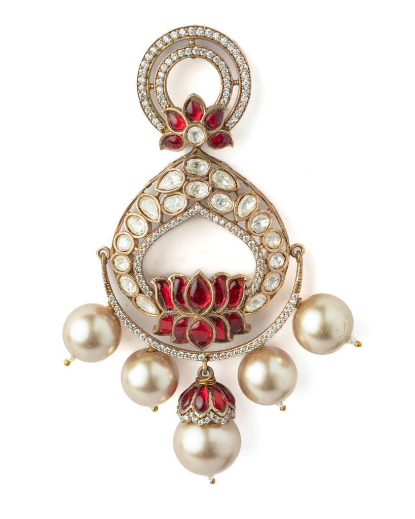 Vivinia By Vidhi Mehra Gold Plated Red Womens Synthetic Stone Pair Of Earrings-Ve1050 : VE1050