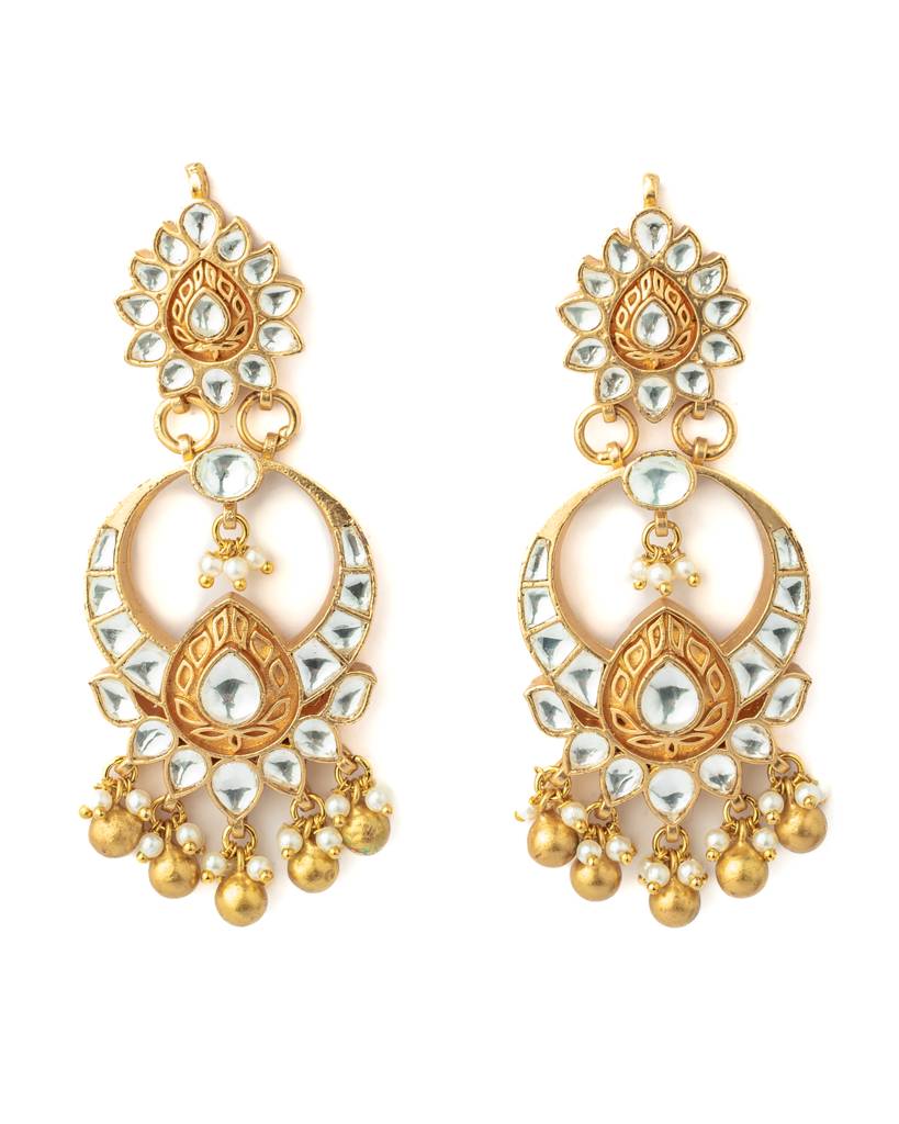 Vivinia By Vidhi Mehra Gold Plated Womens Kundan, Polki Pair Of Earrings-Ve1055 : VE1055