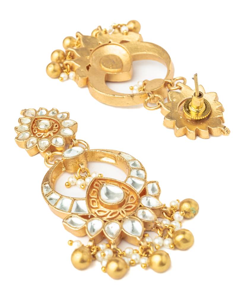 Vivinia By Vidhi Mehra Gold Plated Womens Kundan, Polki Pair Of Earrings-Ve1055 : VE1055