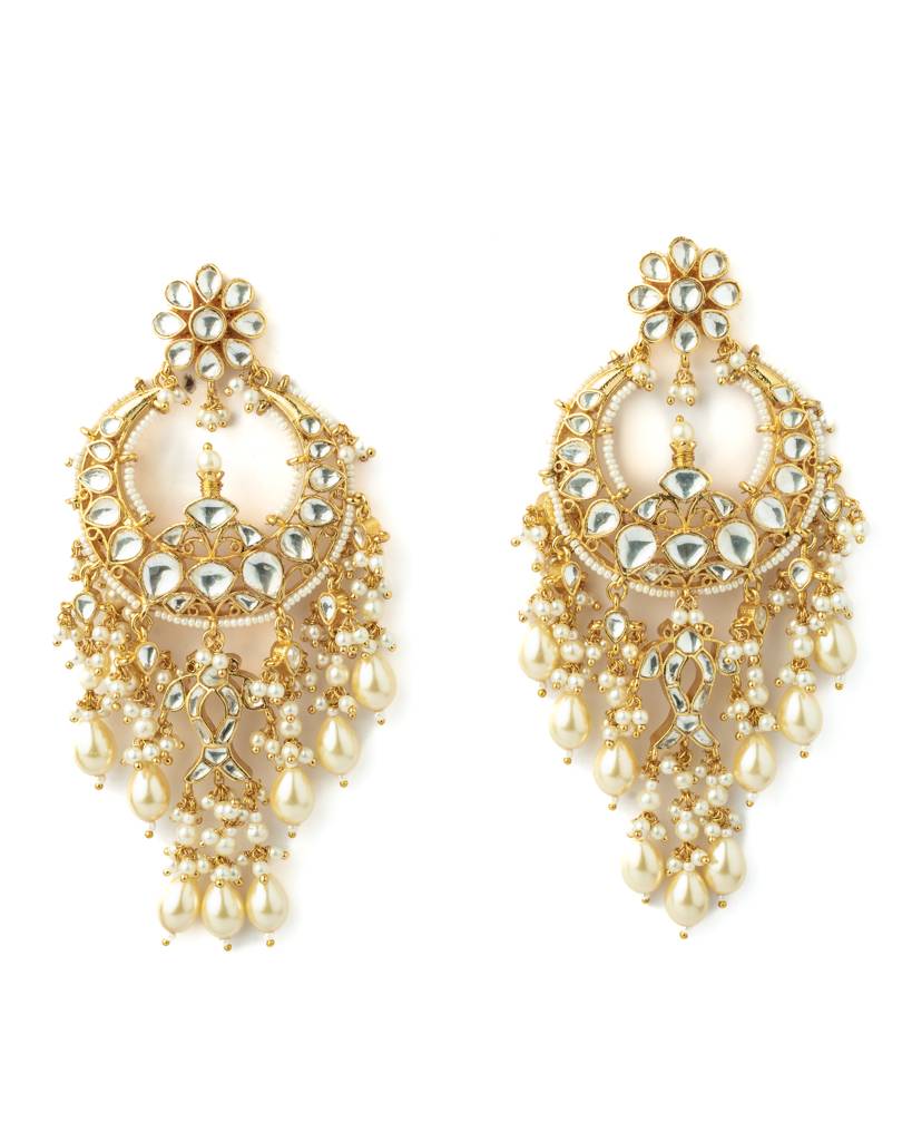 Vivinia By Vidhi Mehra Gold Plated Womens Kundan, Polki Pair Of Earrings-Ve1056 : VE1056