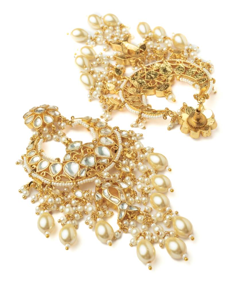 Vivinia By Vidhi Mehra Gold Plated Womens Kundan, Polki Pair Of Earrings-Ve1056 : VE1056