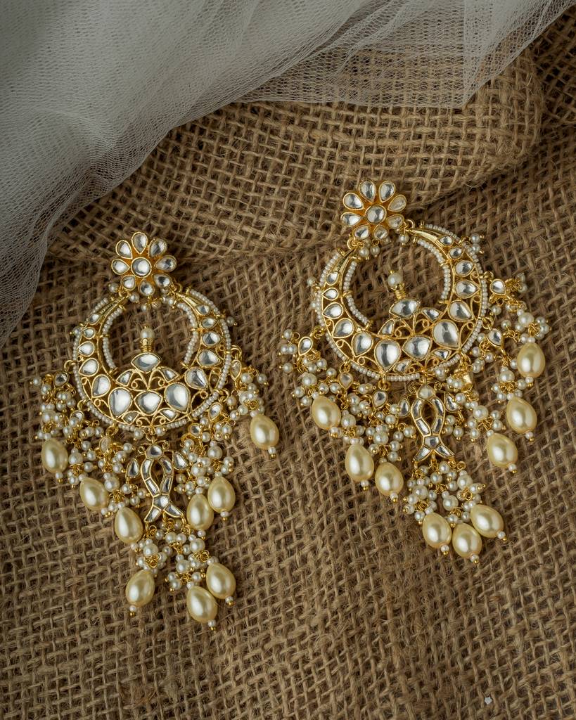 Vivinia By Vidhi Mehra Gold Plated Womens Kundan, Polki Pair Of Earrings-Ve1056 : VE1056