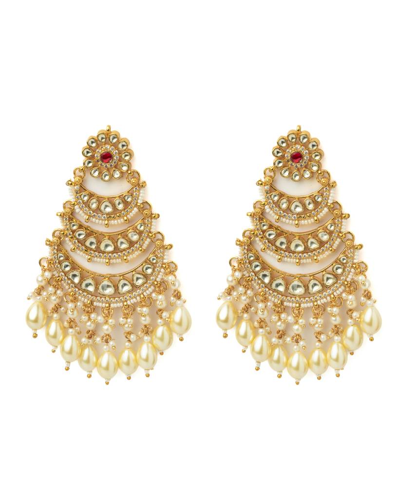 Vivinia By Vidhi Mehra Gold Plated Womens Kundan, Polki Pair Of Earrings-Ve1060 : VE1060