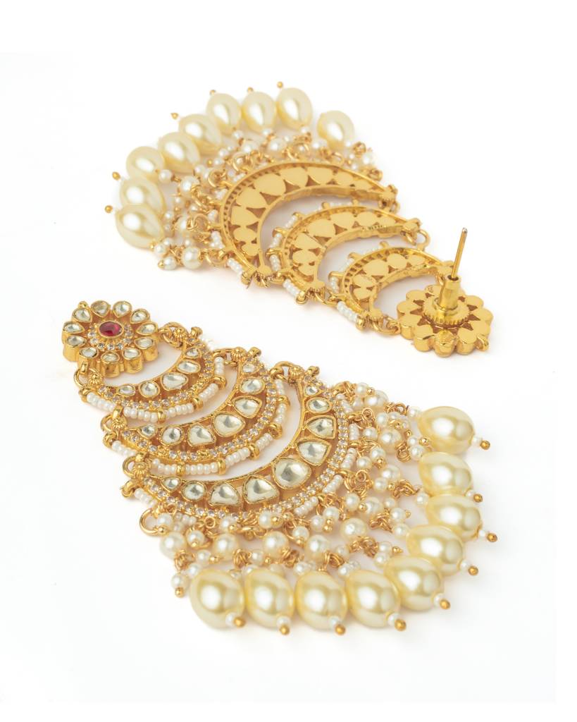 Vivinia By Vidhi Mehra Gold Plated Womens Kundan, Polki Pair Of Earrings-Ve1060 : VE1060