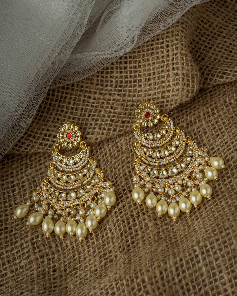 Vivinia By Vidhi Mehra Gold Plated Womens Kundan, Polki Pair Of Earrings-Ve1060 : VE1060