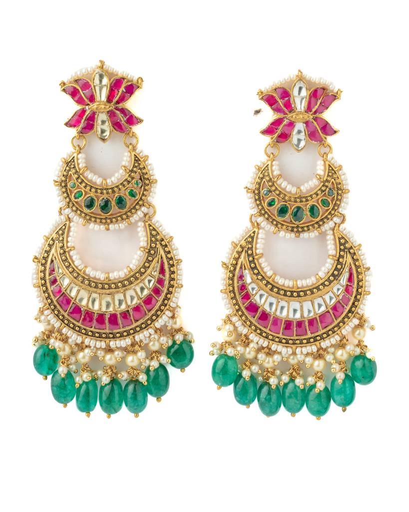 Vivinia By Vidhi Mehra Gold Plated Pink Womens Synthetic Stone Pair Of Earrings-Ve1092 : VE1092