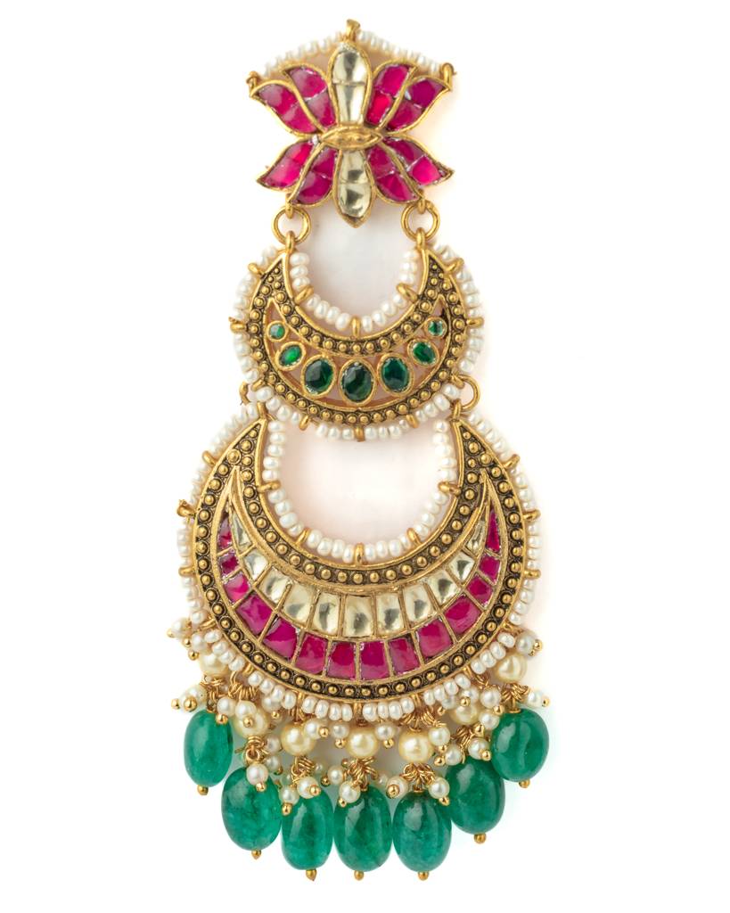 Vivinia By Vidhi Mehra Gold Plated Pink Womens Synthetic Stone Pair Of Earrings-Ve1092 : VE1092