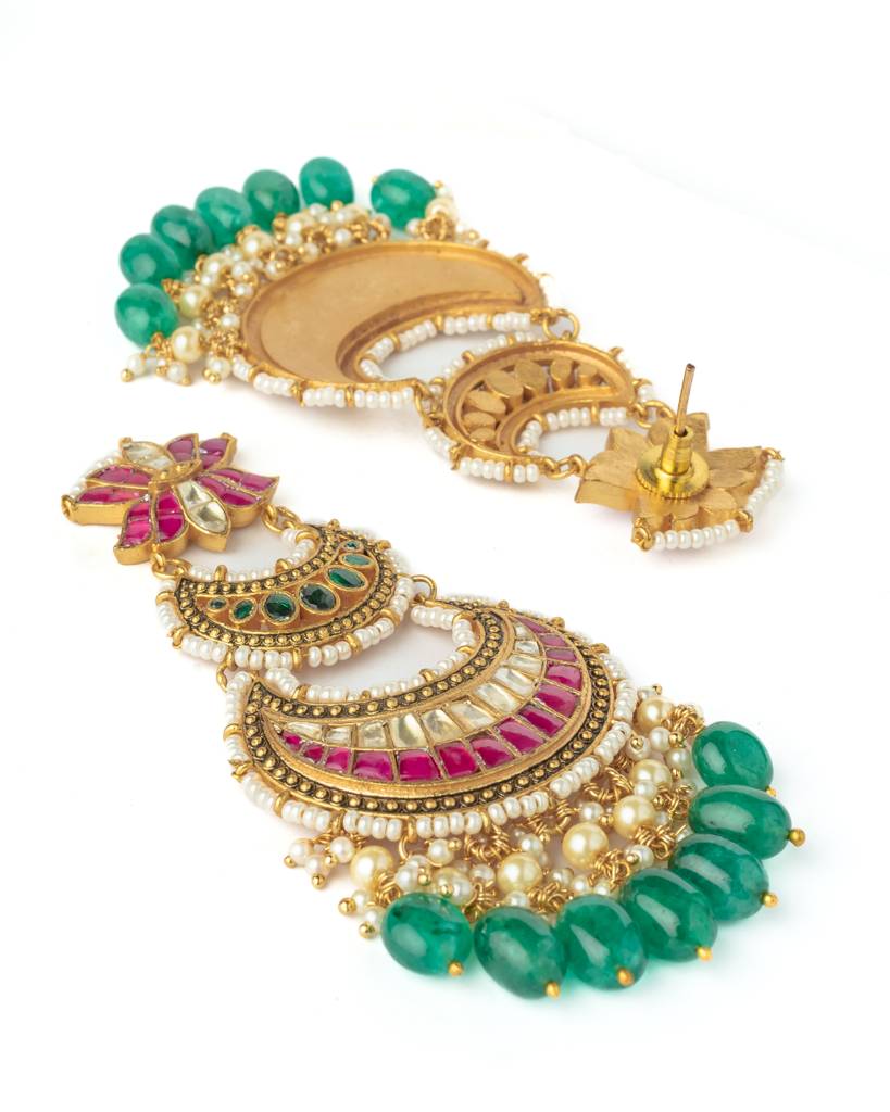 Vivinia By Vidhi Mehra Gold Plated Pink Womens Synthetic Stone Pair Of Earrings-Ve1092 : VE1092