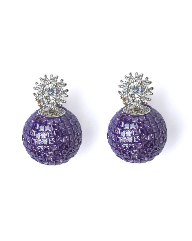 Vivinia By Vidhi Mehra Silver Plated Purple Womens Pair Of Drop Earrings-Ve600 : VE600