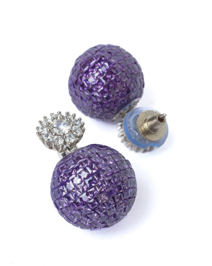 Vivinia By Vidhi Mehra Silver Plated Purple Womens Pair Of Drop Earrings-Ve600 : VE600
