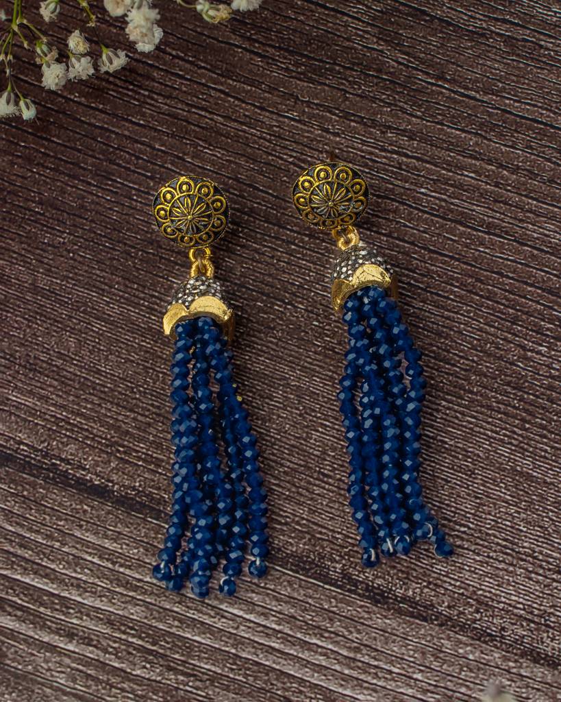 Vivinia By Vidhi Mehra Florence Gold Plated Bluewomens Beaded Pair Of Earrings -Ve629 : VE629