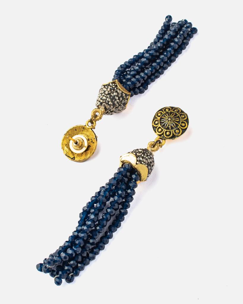 Vivinia By Vidhi Mehra Florence Gold Plated Bluewomens Beaded Pair Of Earrings -Ve629 : VE629