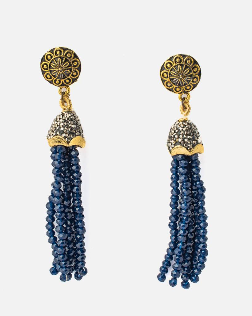 Vivinia By Vidhi Mehra Florence Gold Plated Bluewomens Beaded Pair Of Earrings -Ve629 : VE629