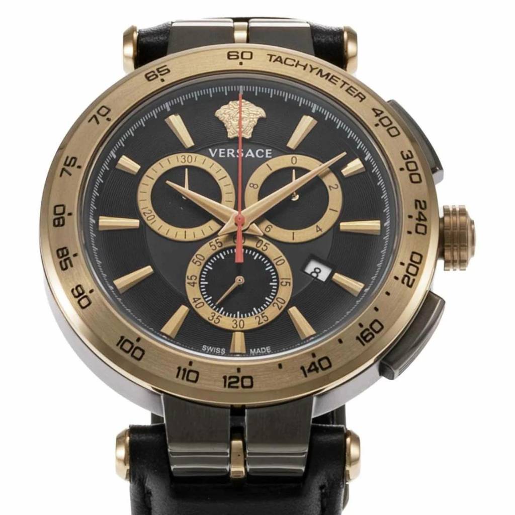 Versace Aion Chrono 45 Mm Black Dial Men Watch : VE6CA0323