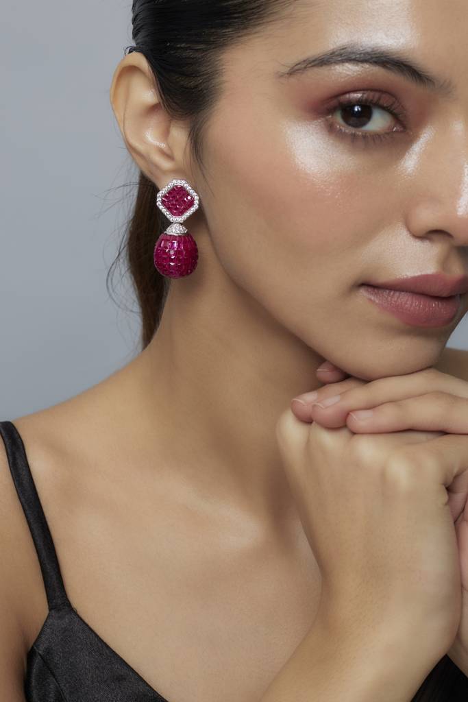 Vivinia By Vidhi Mehra Zia Silver Plated Pink Womens Zircon Pair Of Dangler Earrings (Freesize)-Ve852 : VE852
