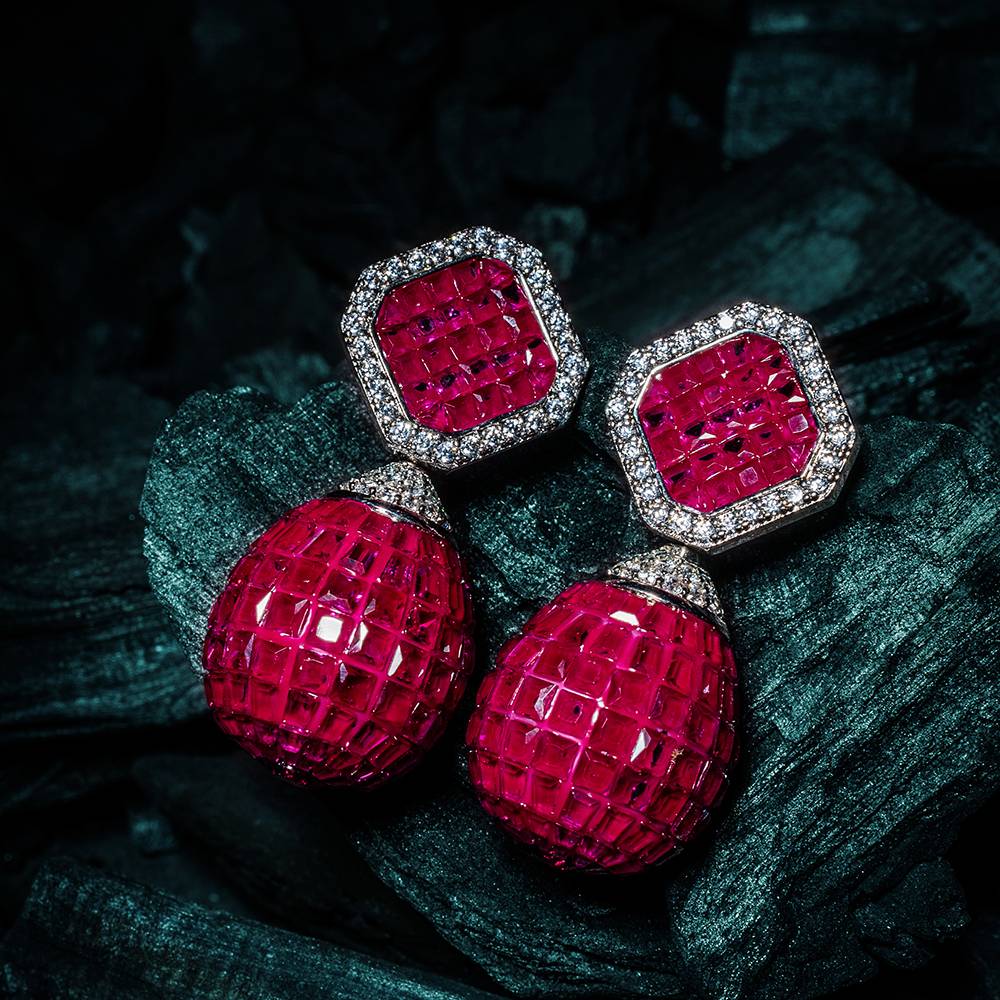 Vivinia By Vidhi Mehra Zia Silver Plated Pink Womens Zircon Pair Of Dangler Earrings (Freesize)-Ve852 : VE852
