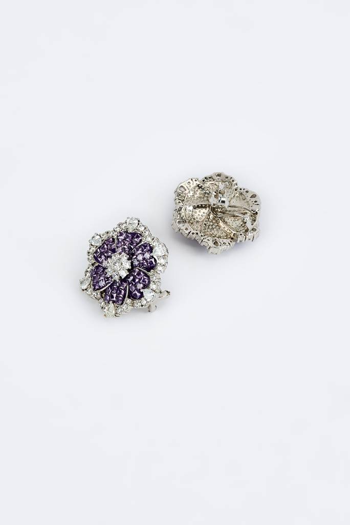 Vivinia By Vidhi Mehra Florence Silver Plated Purple Womens Zircon Pair Of Stud Earrings (Freesize)-Ve866 : VE866