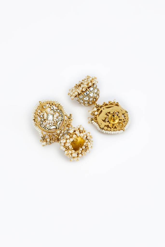 Vivinia By Vidhi Mehra Saadgi Gold Plated Womens Kundan, Polki Pair Of Dangler Earrings (Freesize)-Ve876 : VE876