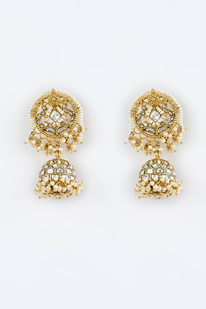 Vivinia By Vidhi Mehra Saadgi Gold Plated Womens Kundan, Polki Pair Of Dangler Earrings (Freesize)-Ve876 : VE876