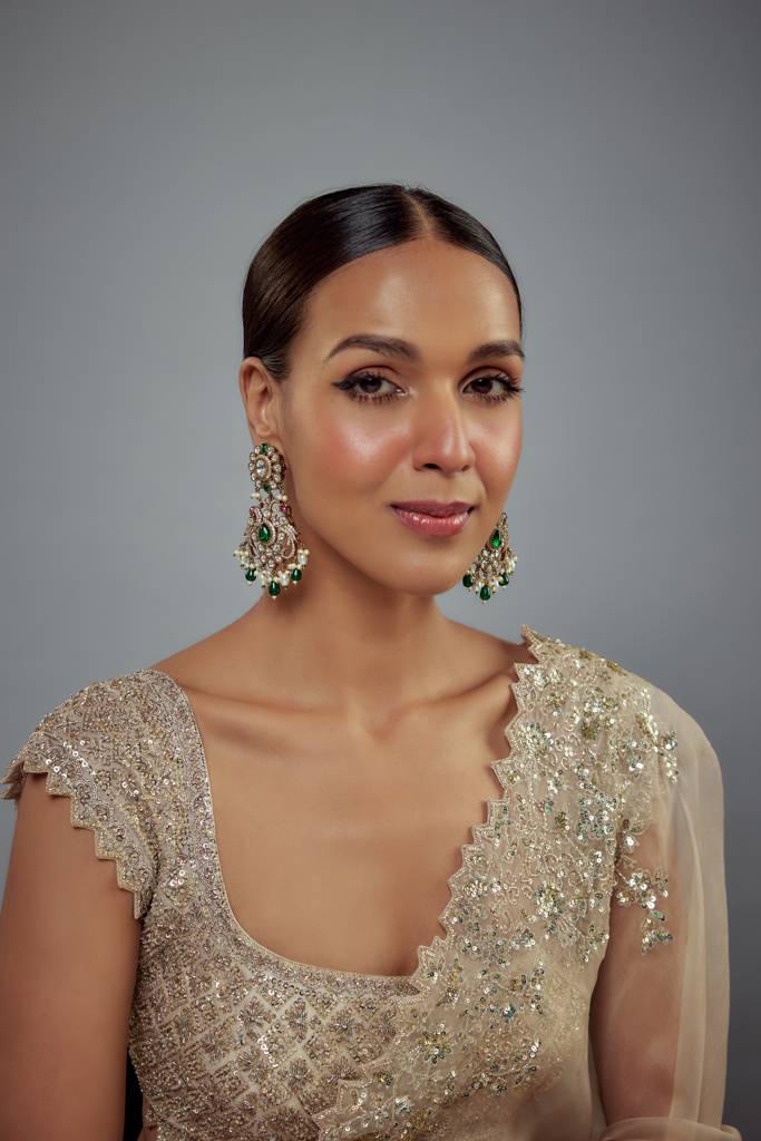 Vivinia By Vidhi Mehra Florence Gold Plated Green Kundan, Polki Womens Pair Of Danglers Earrings (Freesize)-Ve907 : VE907