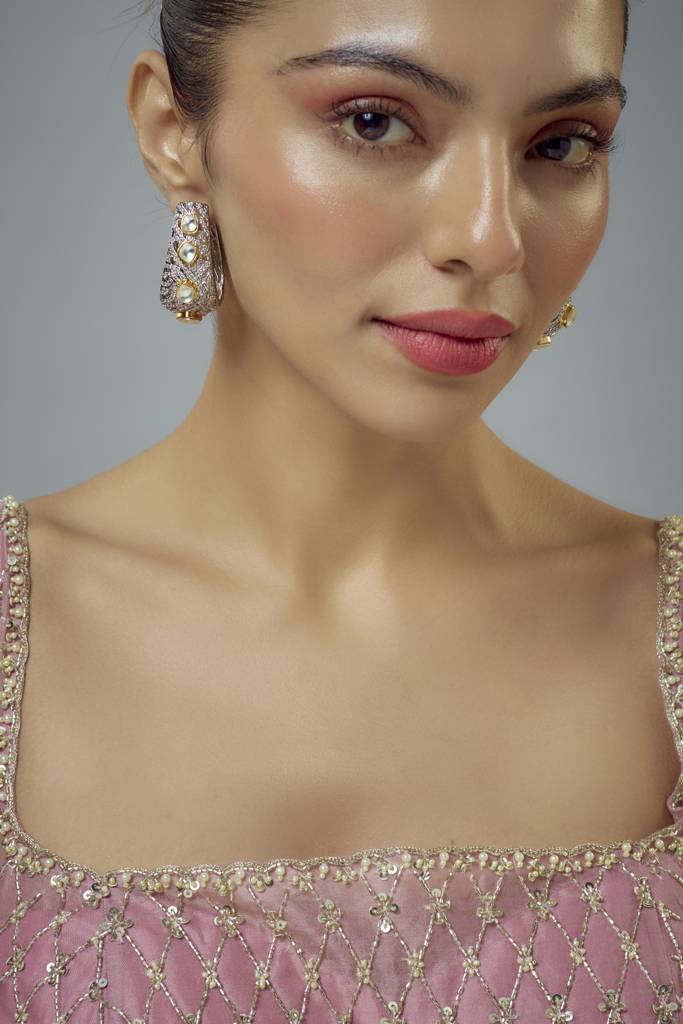 Vivinia By Vidhi Mehra Florence Silver Plated Gold Zircon Womens Pair Of Hoop Earrings -Ve912 : VE912