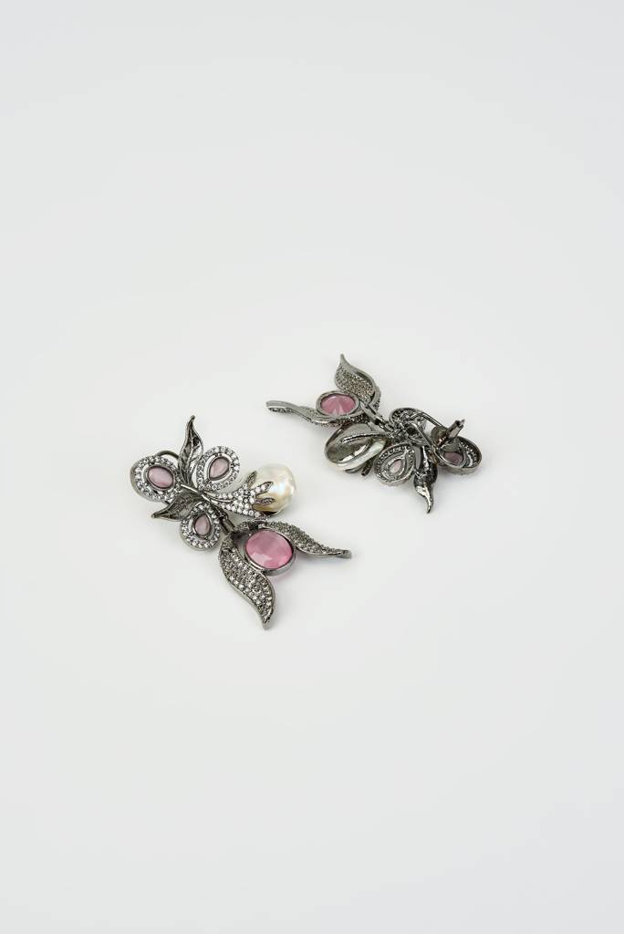 Vivinia By Vidhi Mehra Zia Silver Plated Pink Kundan, Polki Womens Pair Of Danglers Earrings -Ve928 : VE928