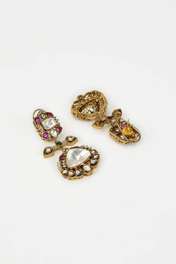 Vivinia By Vidhi Mehra Florence Gold Plated Multi Zircon Womens Pair Of Danglers Earrings -Ve932 : VE932