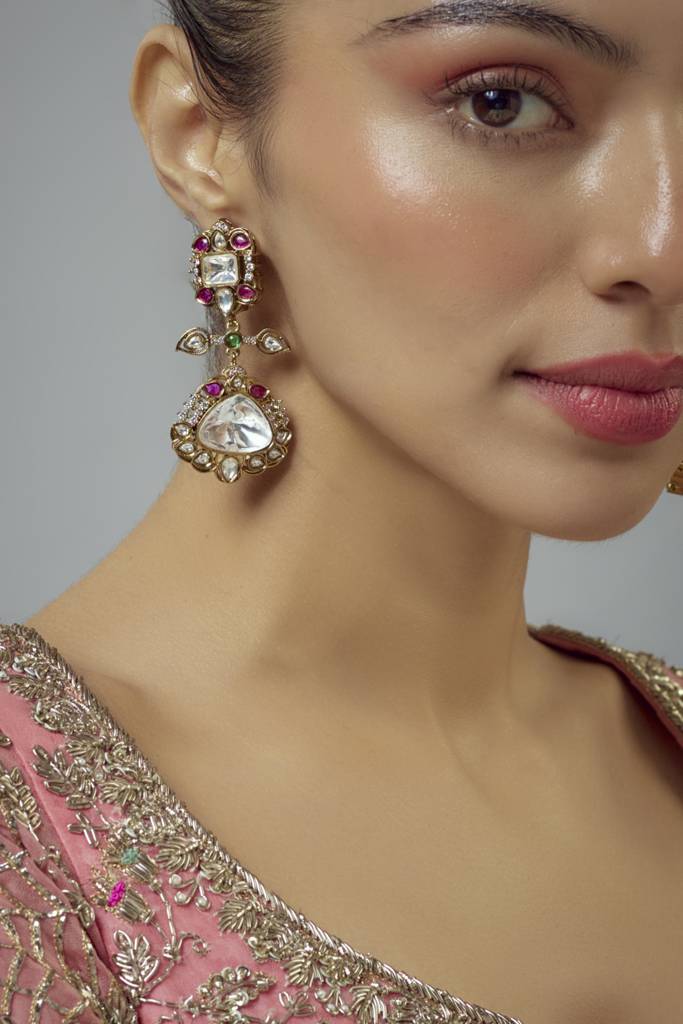 Vivinia By Vidhi Mehra Florence Gold Plated Multi Zircon Womens Pair Of Danglers Earrings -Ve932 : VE932