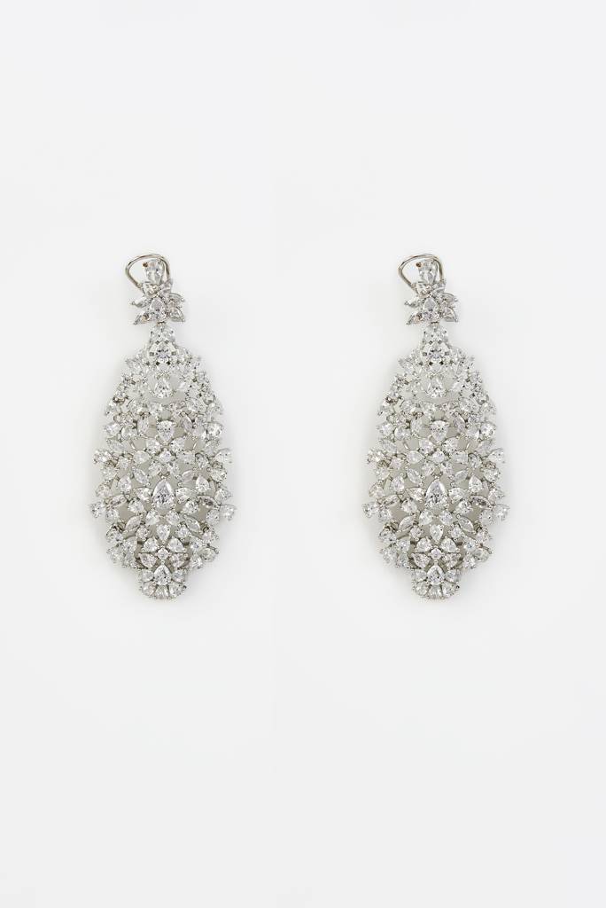 Vivinia By Vidhi Mehra Zia Silver Plated Zircon Womens Pair Of Danglers Earrings -Ve940 : VE940