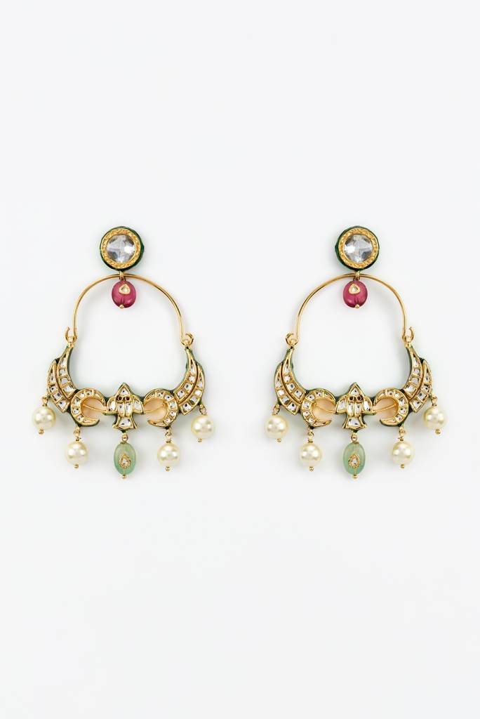 Vivinia By Vidhi Mehra Saadgi Gold Plated Multi Kundan, Polki Womens Pair Of Danglers Earrings -Ve957 : VE957