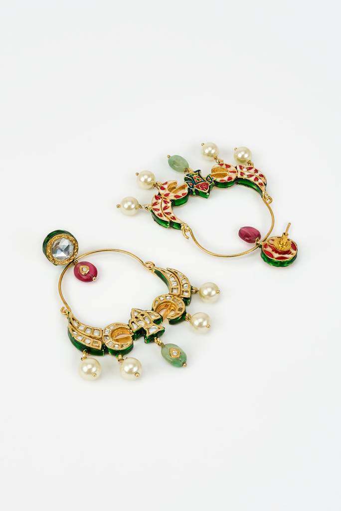 Vivinia By Vidhi Mehra Saadgi Gold Plated Multi Kundan, Polki Womens Pair Of Danglers Earrings -Ve957 : VE957