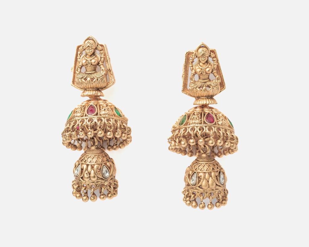 Vivinia By Vidhi Mehra Ismaarh 2.0 Gold Womens Pair Of Jhumka Earrings-Ve995 : VE995