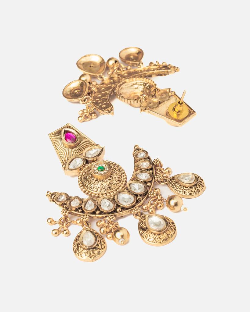 Vivinia By Vidhi Mehra Ismaarh 2.0 Gold/Pink Womens Pair Of Chandbali Earrings-Ve998 : VE998