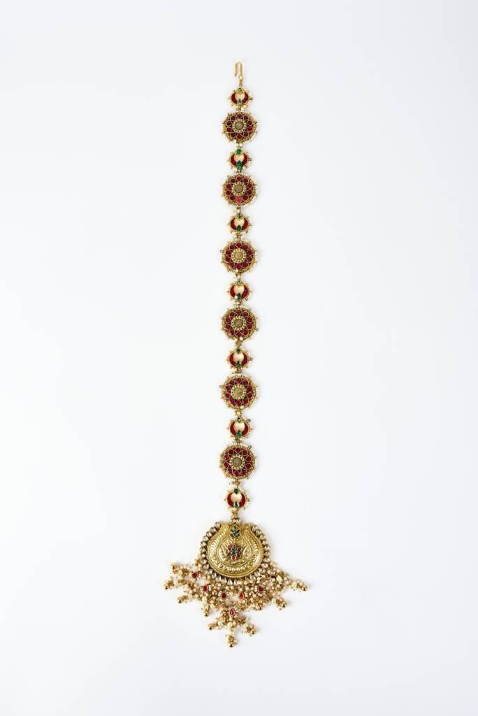 Vivinia By Vidhi Mehra Saadgi Gold Plated Red Kundan, Polki Womens Maathapatti -Vh186 : VH186