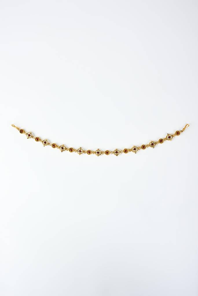 Vivinia By Vidhi Mehra Saadgi Gold Plated Red Kundan, Polki Womens Maathapatti -Vh191 : VH191