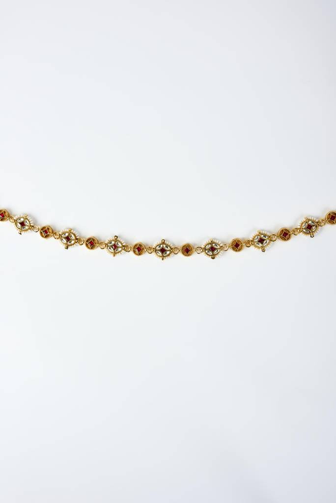 Vivinia By Vidhi Mehra Saadgi Gold Plated Red Kundan, Polki Womens Maathapatti -Vh191 : VH191