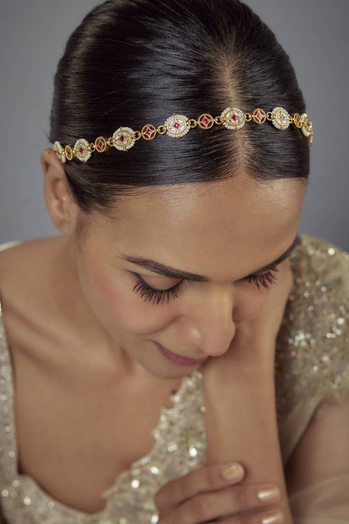 Vivinia By Vidhi Mehra Saadgi Gold Plated Red Kundan, Polki Womens Maathapatti -Vh191 : VH191