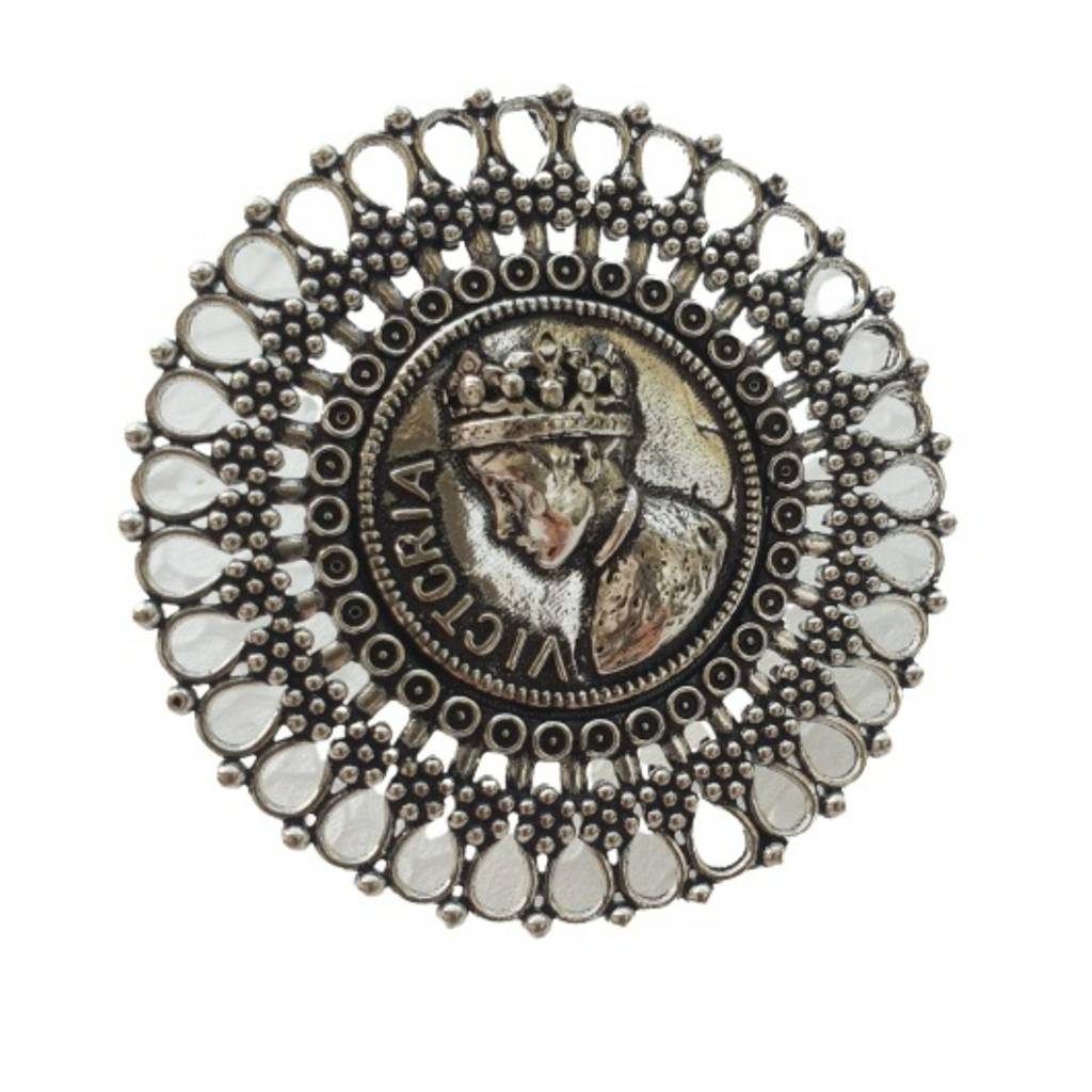 Firoza Oxidized Silver Toned Victoria Cocktail Ring : VICTORIARING908
