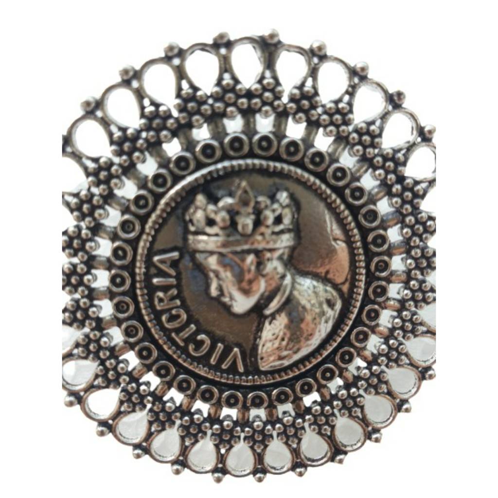 Firoza Oxidized Silver Toned Victoria Cocktail Ring : VICTORIARING908