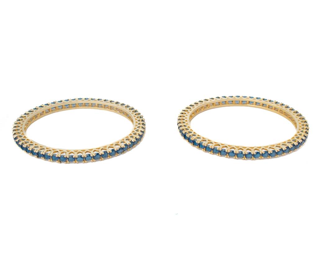 Vivinia By Vidhi Mehra Zia 2.0 Gold Plated Blue Womens Zircon A Pair Of Bangles-Vj451 : VJ451