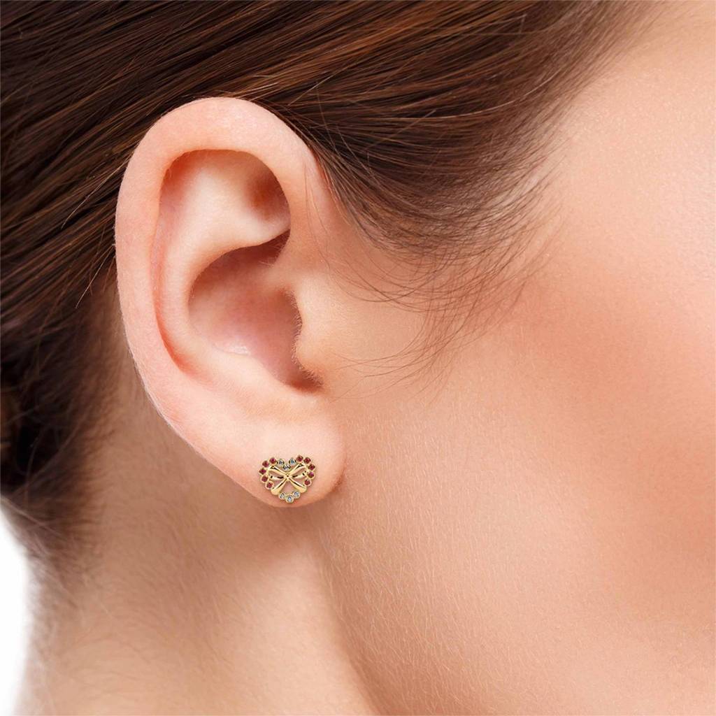 Bow And Heart Stud Earrings