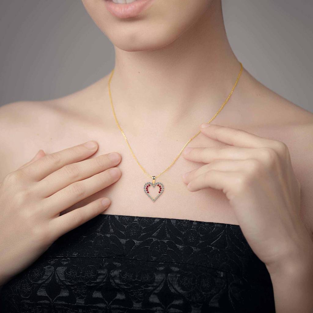 Ritzy Ruby And Diamond Heart Pendant